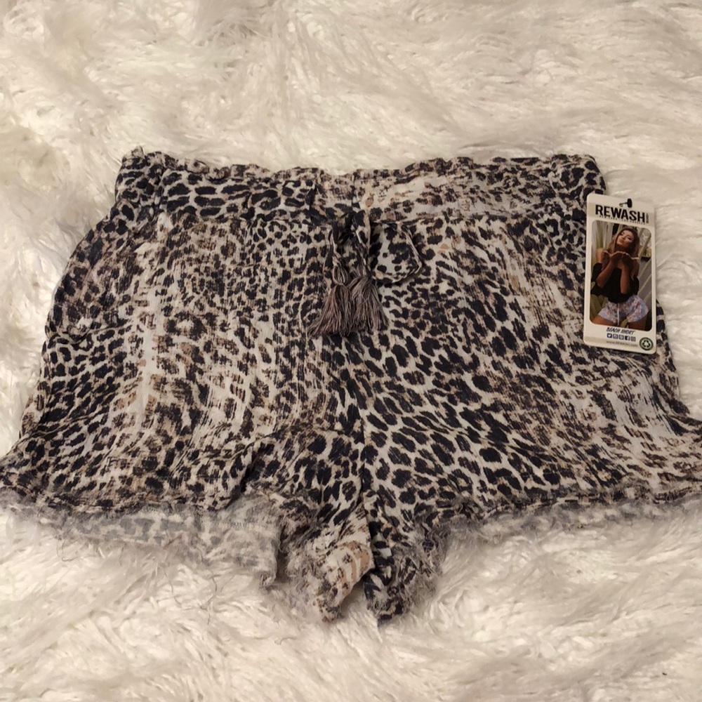 Rewash Leopard drawstring print shorts size L
